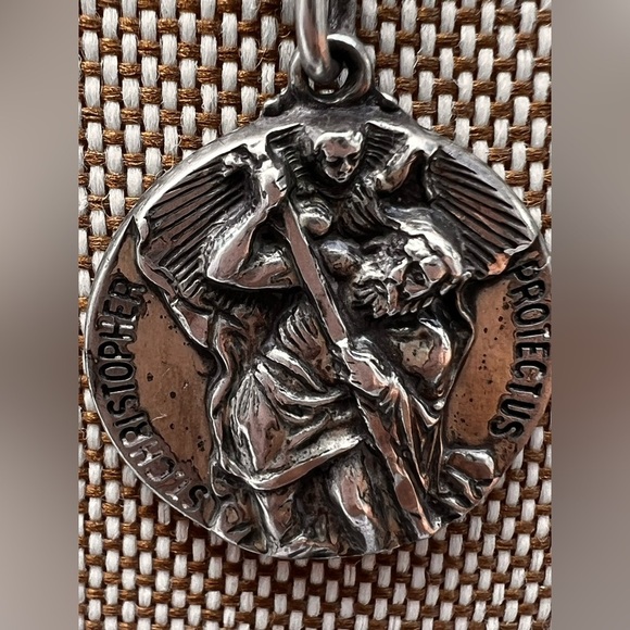 Sterling Silver Patron Saint Medal Necklace Protection Catholic Jewelry - Picture 6 of 9